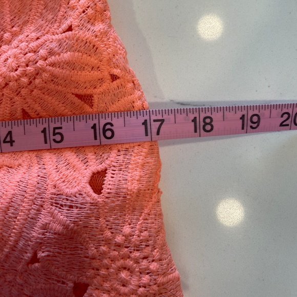 Japan Handmade Neon Orange Lace Blouse with Back Zipper & Short Sleeves – Size S - Picture 10 of 11